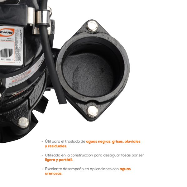 Bombas Sumergibles Evans de Efluentes 1 HP. | SE3ME100F-F - Imagen 2